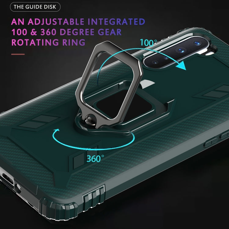 For OnePlus Nord Carbon Fiber Protective Case with 360 Degree Rotating Ring Holder