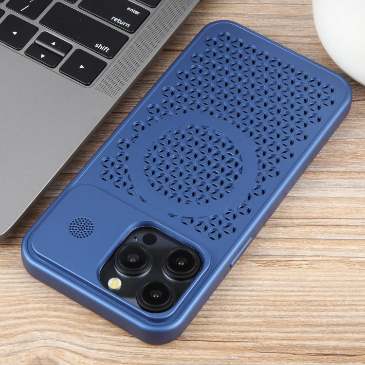 For iPhone 15 Pro Max Pure Color Honeycomb Aromatherapy MagSafe Phone Case