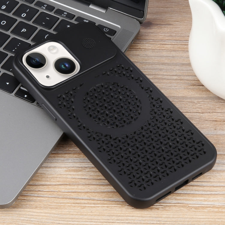 For iPhone 14 Pure Color Honeycomb Aromatherapy MagSafe Phone Case