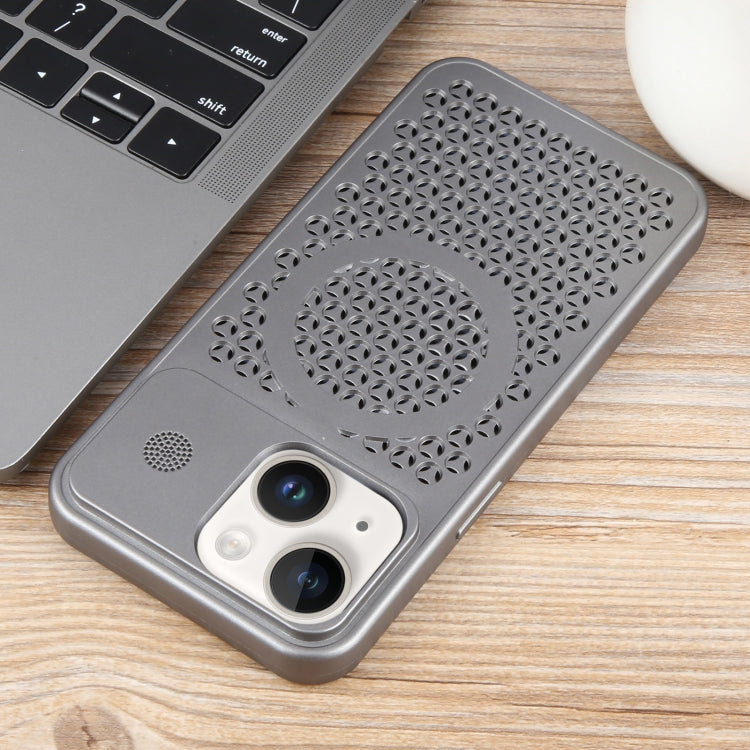 For iPhone 14 Pure Color Honeycomb Aromatherapy MagSafe Phone Case