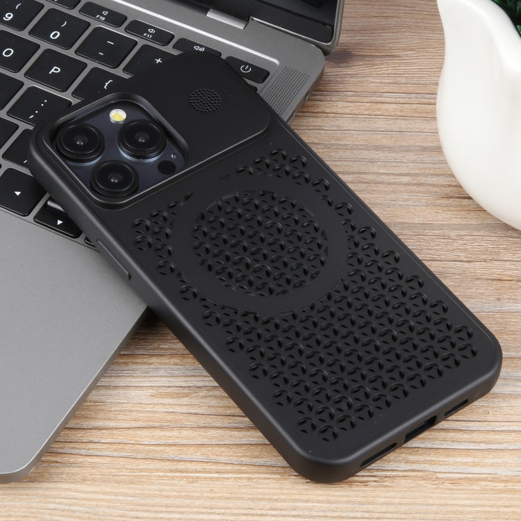 For iPhone 14 Pro Max Pure Color Honeycomb Aromatherapy MagSafe Phone Case