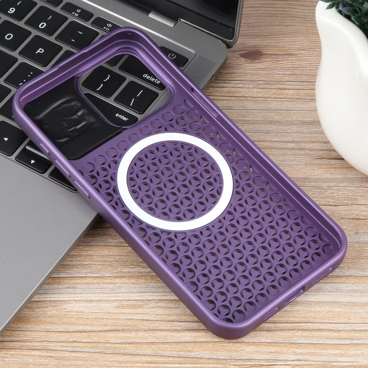 For iPhone 14 Pro Max Pure Color Honeycomb Aromatherapy MagSafe Phone Case