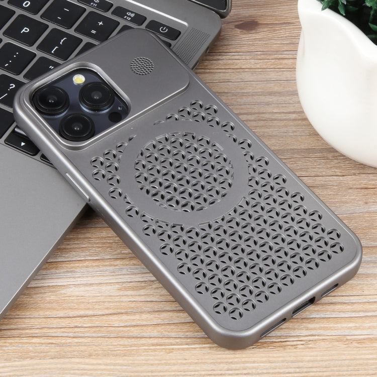 For iPhone 14 Pro Max Pure Color Honeycomb Aromatherapy MagSafe Phone Case