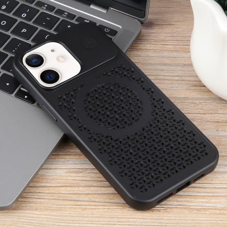 For iPhone 12 Pure Color Honeycomb Aromatherapy MagSafe Phone Case
