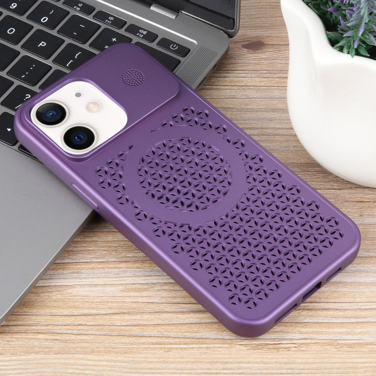For iPhone 12 Pure Color Honeycomb Aromatherapy MagSafe Phone Case