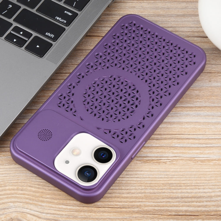 For iPhone 12 Pure Color Honeycomb Aromatherapy MagSafe Phone Case
