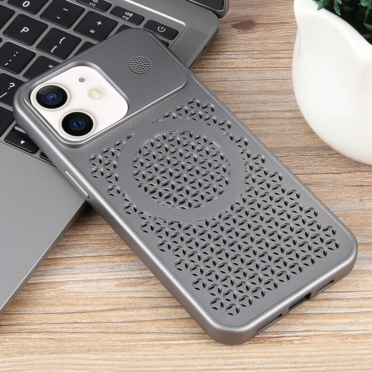 For iPhone 12 Pure Color Honeycomb Aromatherapy MagSafe Phone Case