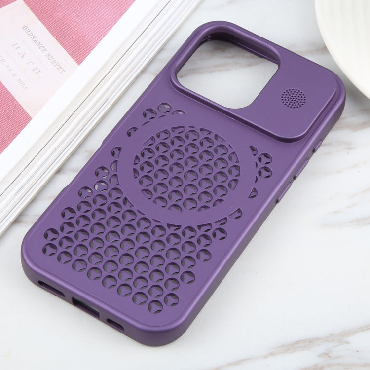 For iPhone 16 Pro Max Pure Color Honeycomb Aromatherapy MagSafe Phone Case
