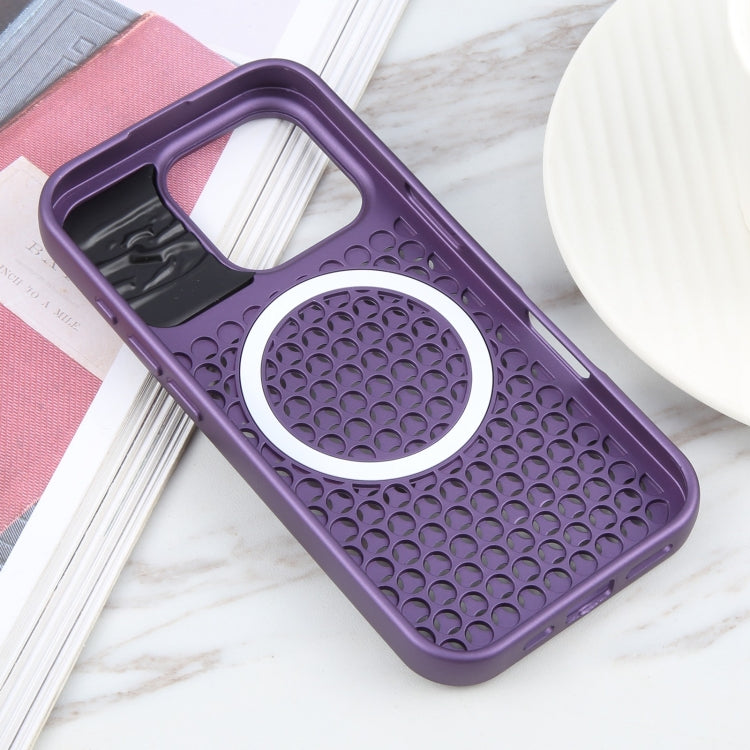 For iPhone 16 Pro Max Pure Color Honeycomb Aromatherapy MagSafe Phone Case