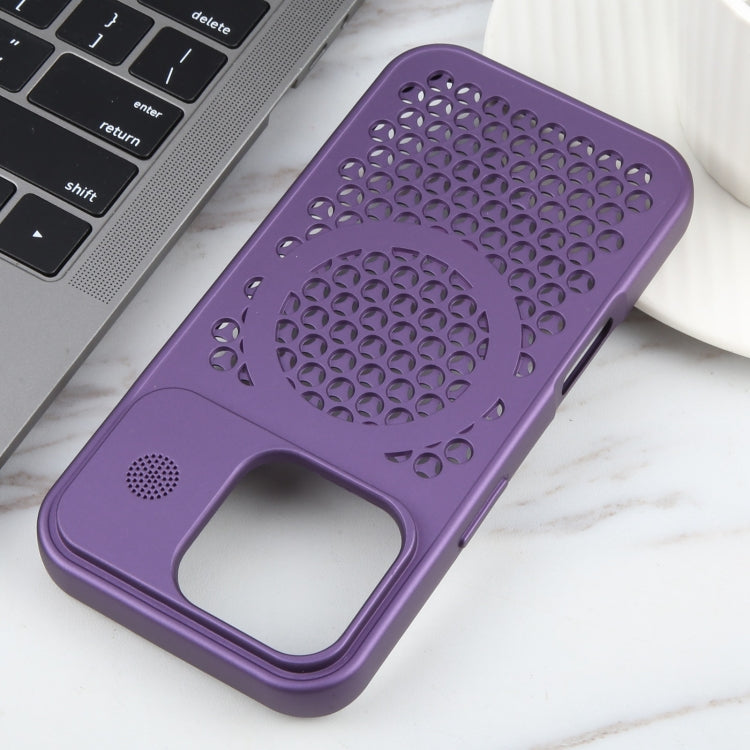 For iPhone 16 Pro Max Pure Color Honeycomb Aromatherapy MagSafe Phone Case