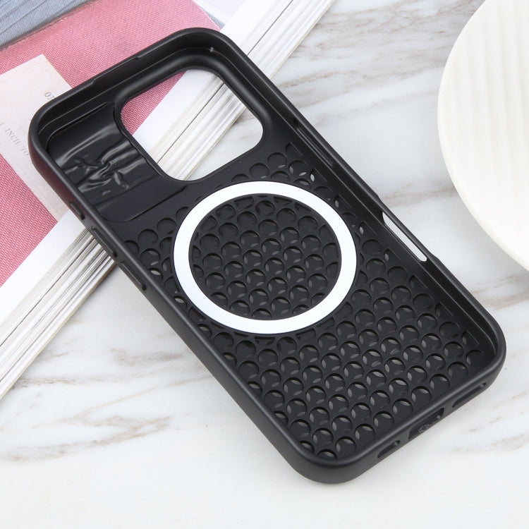 For iPhone 16 Pro Pure Color Honeycomb Aromatherapy MagSafe Phone Case
