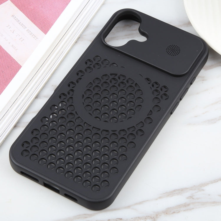 For iPhone 16 Plus Pure Color Honeycomb Aromatherapy MagSafe Phone Case