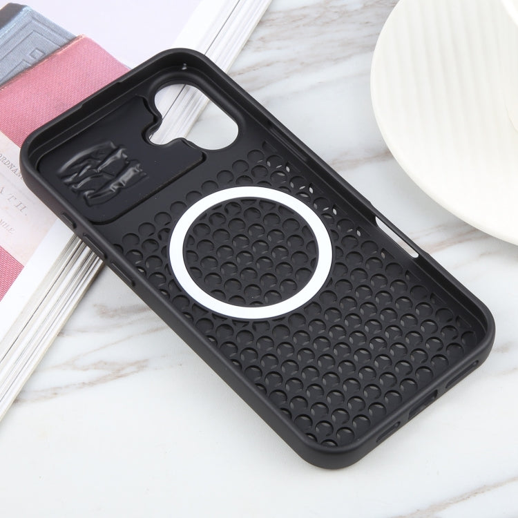 For iPhone 16 Plus Pure Color Honeycomb Aromatherapy MagSafe Phone Case