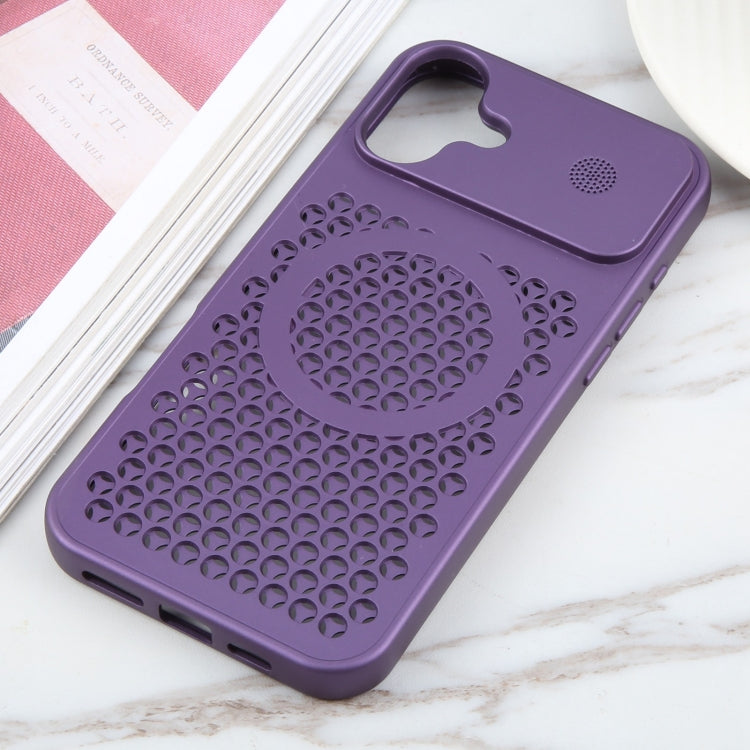 For iPhone 16 Plus Pure Color Honeycomb Aromatherapy MagSafe Phone Case