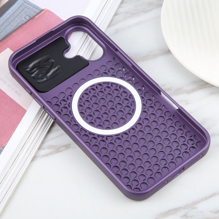 For iPhone 16 Plus Pure Color Honeycomb Aromatherapy MagSafe Phone Case