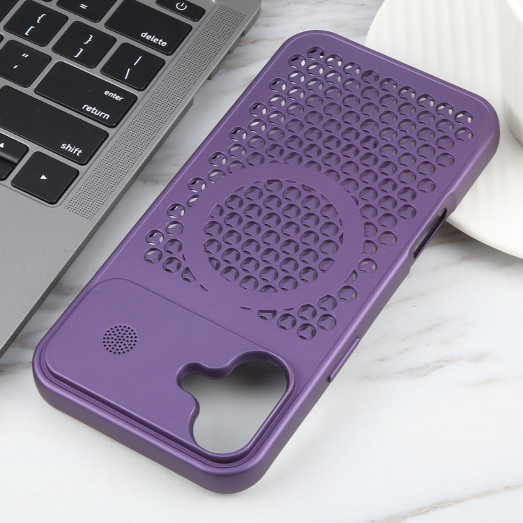 For iPhone 16 Plus Pure Color Honeycomb Aromatherapy MagSafe Phone Case