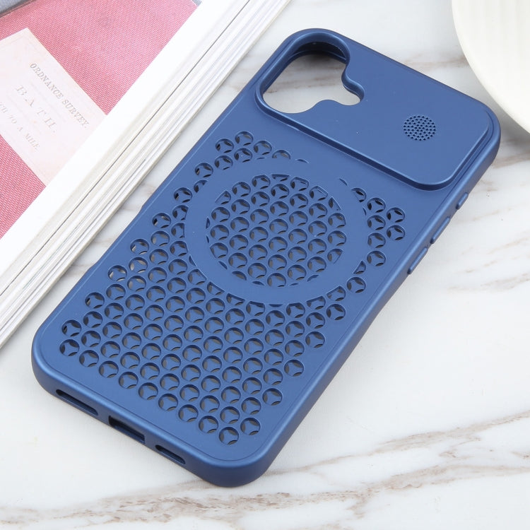 For iPhone 16 Plus Pure Color Honeycomb Aromatherapy MagSafe Phone Case