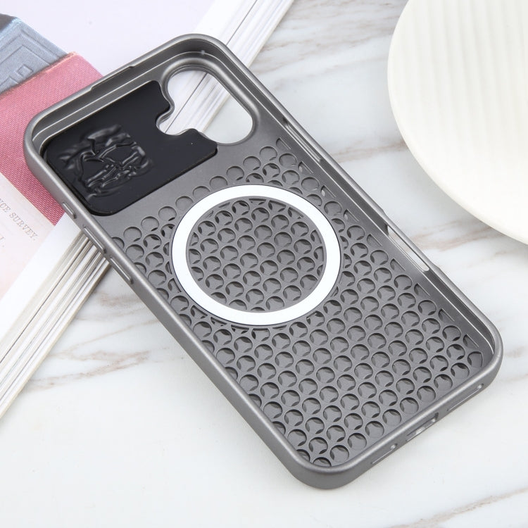 For iPhone 16 Pure Color Honeycomb Aromatherapy MagSafe Phone Case