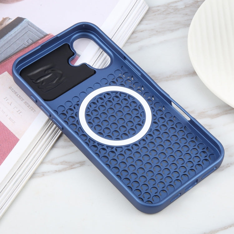 For iPhone 16 Pure Color Honeycomb Aromatherapy MagSafe Phone Case
