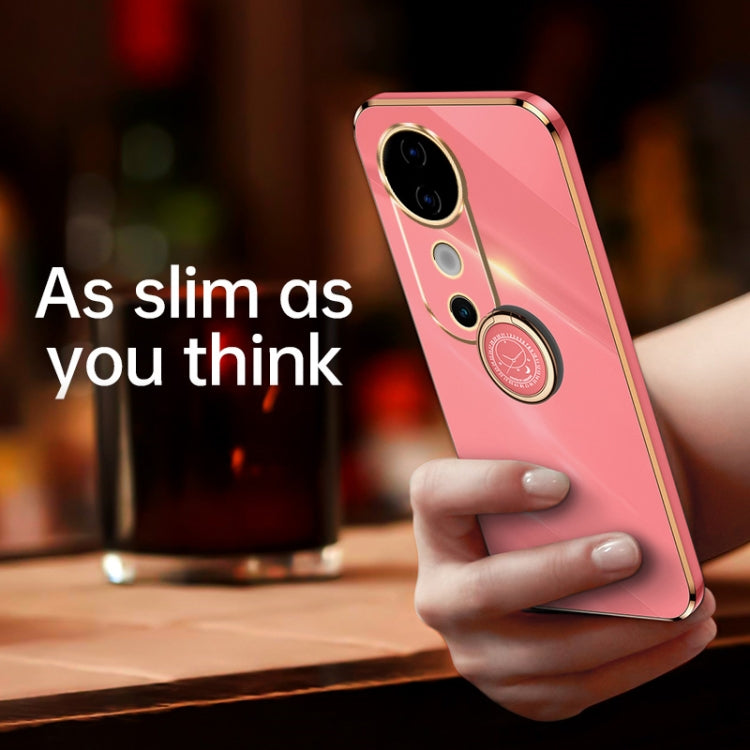 For vivo S19 XINLI Straight Edge 6D Electroplate TPU Phone Case with Ring Holder
