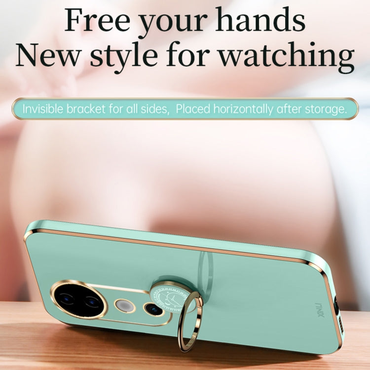 For vivo S19 XINLI Straight Edge 6D Electroplate TPU Phone Case with Ring Holder