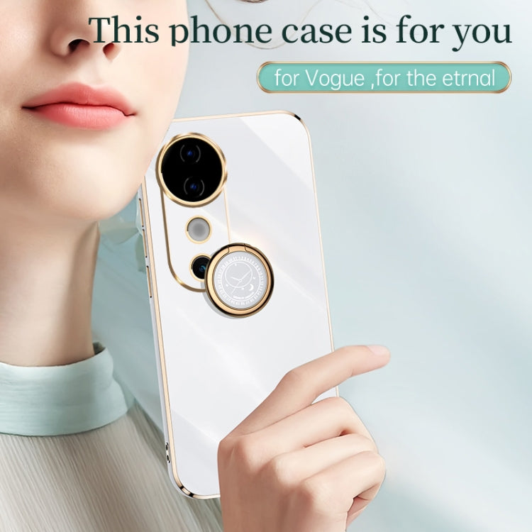 For vivo S19 XINLI Straight Edge 6D Electroplate TPU Phone Case with Ring Holder