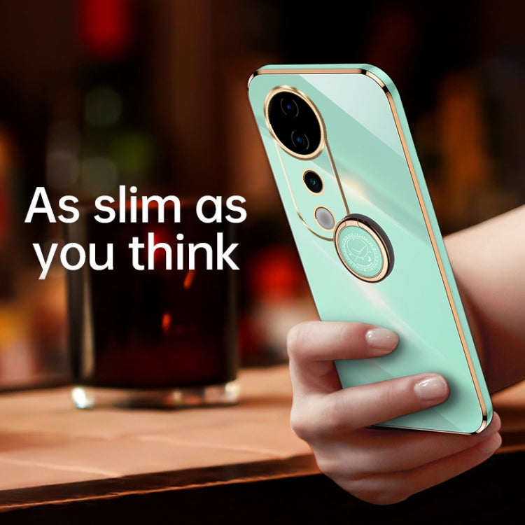 For vivo S19 Pro XINLI Straight Edge 6D Electroplate TPU Phone Case with Ring Holder