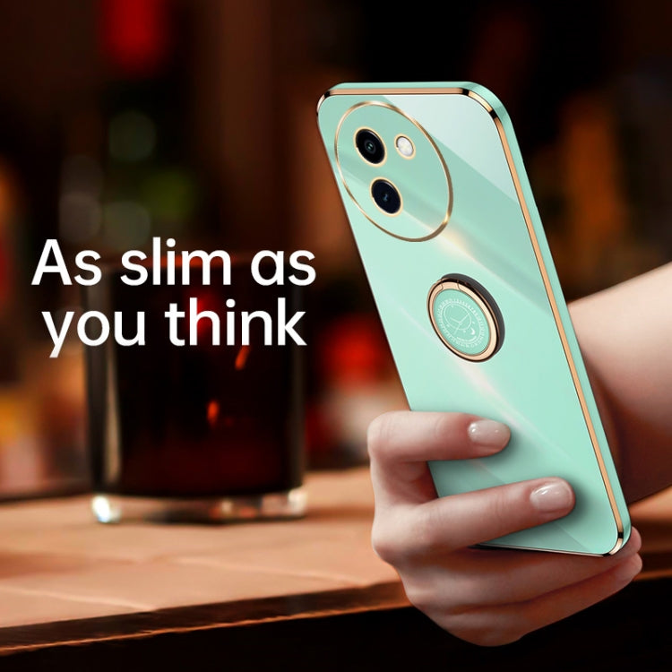 For vivo Y200i XINLI Straight Edge 6D Electroplate TPU Phone Case with Ring Holder