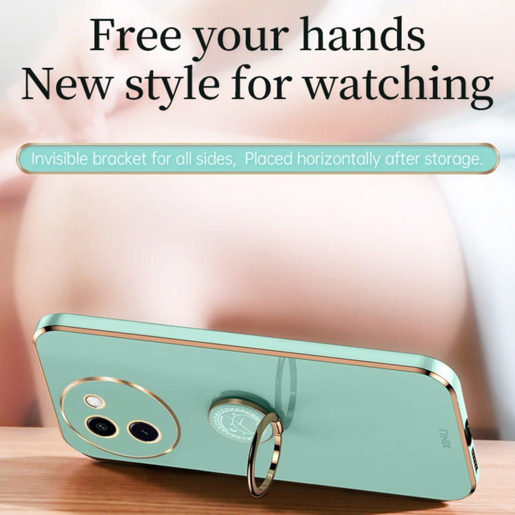 For vivo Y200i XINLI Straight Edge 6D Electroplate TPU Phone Case with Ring Holder