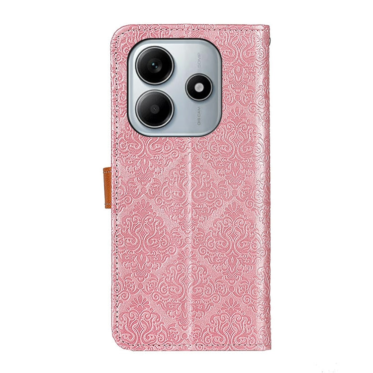 For Redmi Note 14 4G 163.25mm European Floral Embossed Leather Phone Case