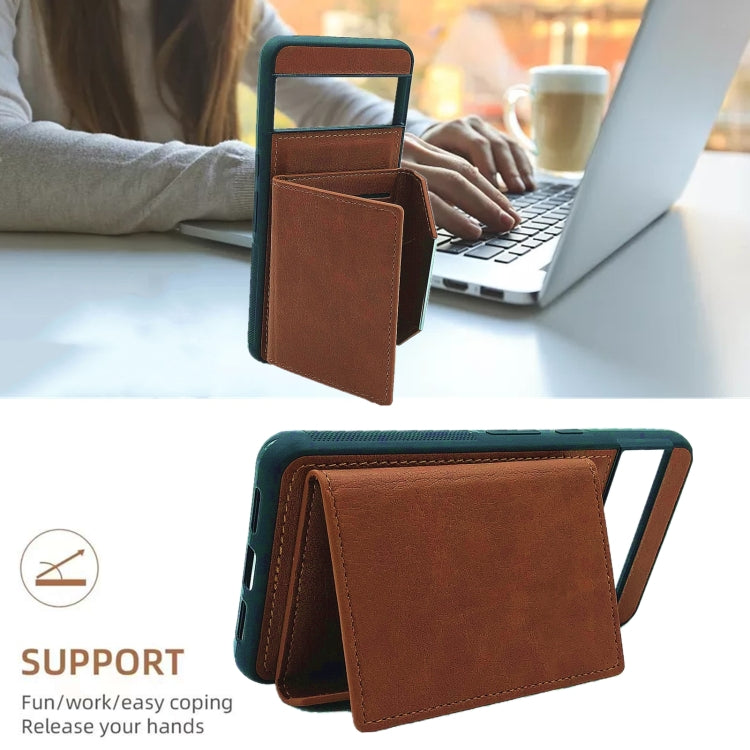 For Google Pixel 6 Solid Color Metal Buckle Card Slots Bag Phone Case