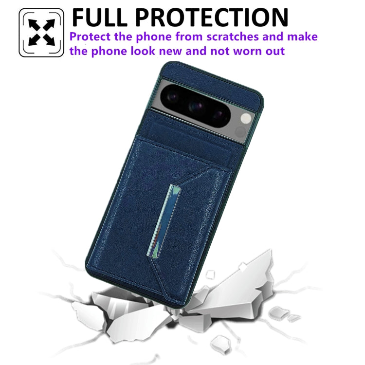 For Google Pixel 7 Solid Color Metal Buckle Card Slots Bag Phone Case
