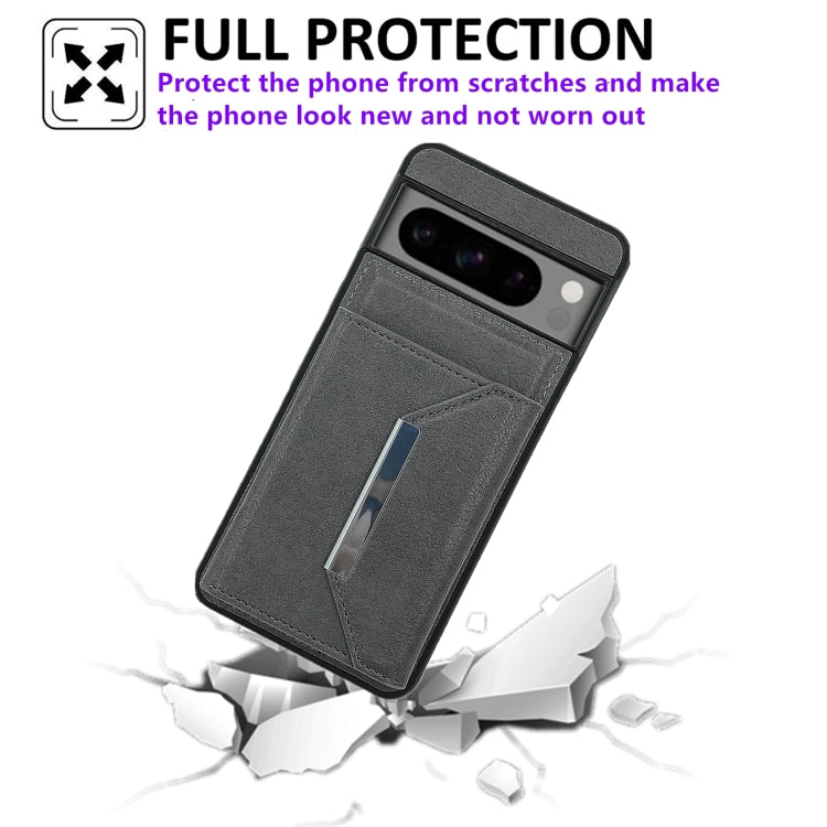 For Google Pixel 8 Solid Color Metal Buckle Card Slots Bag Phone Case