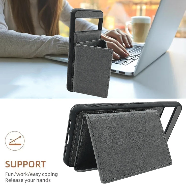 For Google Pixel 9 / 9 Pro Solid Color Metal Buckle Card Slots Bag Phone Case