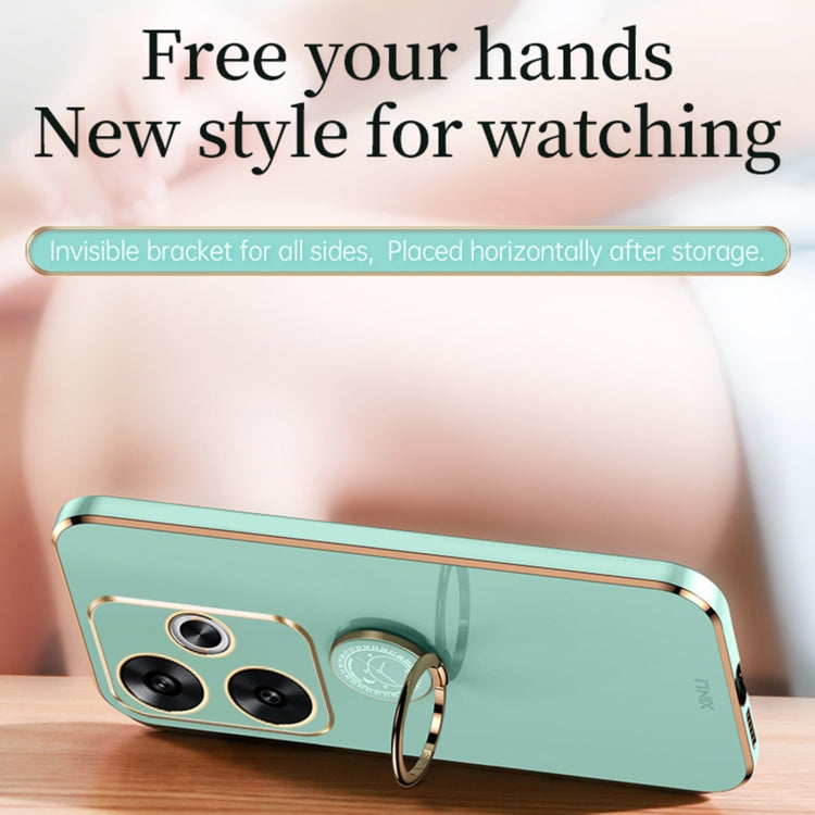 For Xiaomi Redmi Turbo 3 XINLI Straight Edge 6D Electroplate TPU Phone Case with Ring Holder