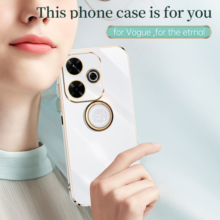 For Redmi 13 4G XINLI Straight Edge 6D Electroplate TPU Phone Case with Ring Holder