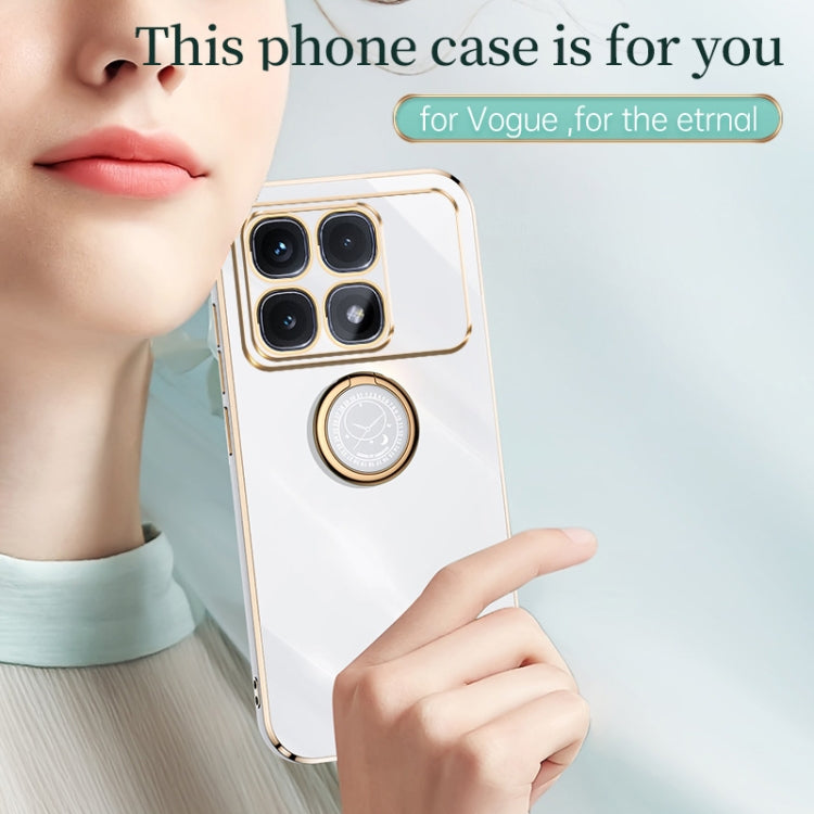 For Redmi K70 Ultra XINLI Straight Edge 6D Electroplate TPU Phone Case with Ring Holder