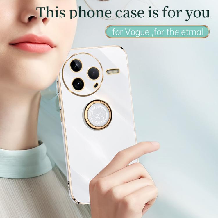 For Redmi K80 XINLI Straight Edge 6D Electroplate TPU Phone Case with Ring Holder