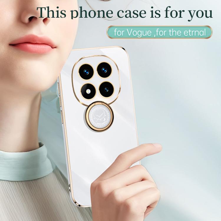 For Redmi Note 14 Pro 4G Global XINLI Straight Edge 6D Electroplate TPU Phone Case with Ring Holder