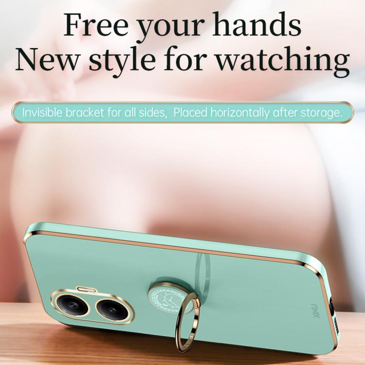 For Redmi Turbo 4 Pro XINLI Straight Edge 6D Electroplate TPU Phone Case with Ring Holder