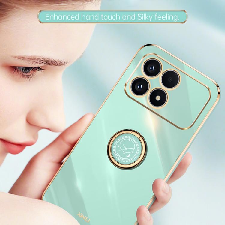 For Redmi K90 / Poco F8 Pro XINLI Straight Edge 6D Electroplate TPU Phone Case with Ring Holder