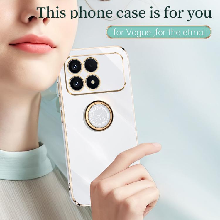 For Redmi K90 / Poco F8 Pro XINLI Straight Edge 6D Electroplate TPU Phone Case with Ring Holder