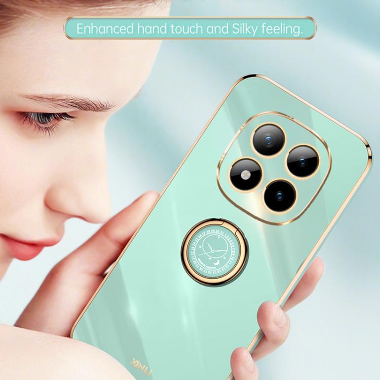 For Redmi Note 15 Pro 4G Global 163.2mm XINLI Straight Edge 6D Electroplate TPU Phone Case with Ring Holder