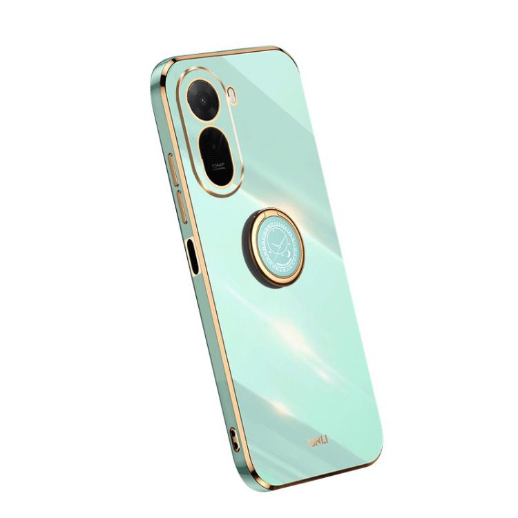 For Redmi A7 Pro 4G/5G 171mm XINLI Straight Edge 6D Electroplate TPU Phone Case with Ring Holder