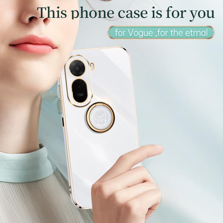 For Redmi A7 Pro 4G/5G 171mm XINLI Straight Edge 6D Electroplate TPU Phone Case with Ring Holder