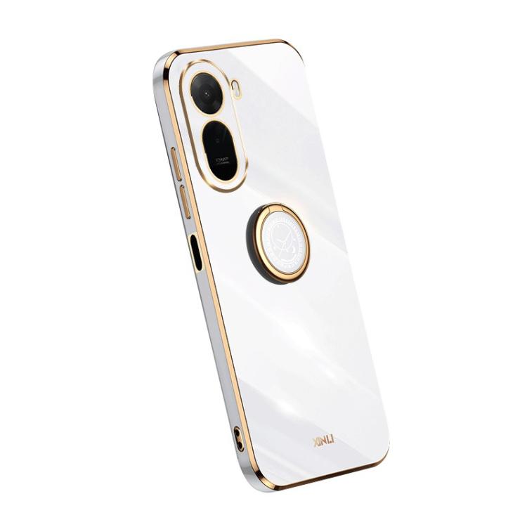 For Redmi A7 Pro 4G/5G 171mm XINLI Straight Edge 6D Electroplate TPU Phone Case with Ring Holder