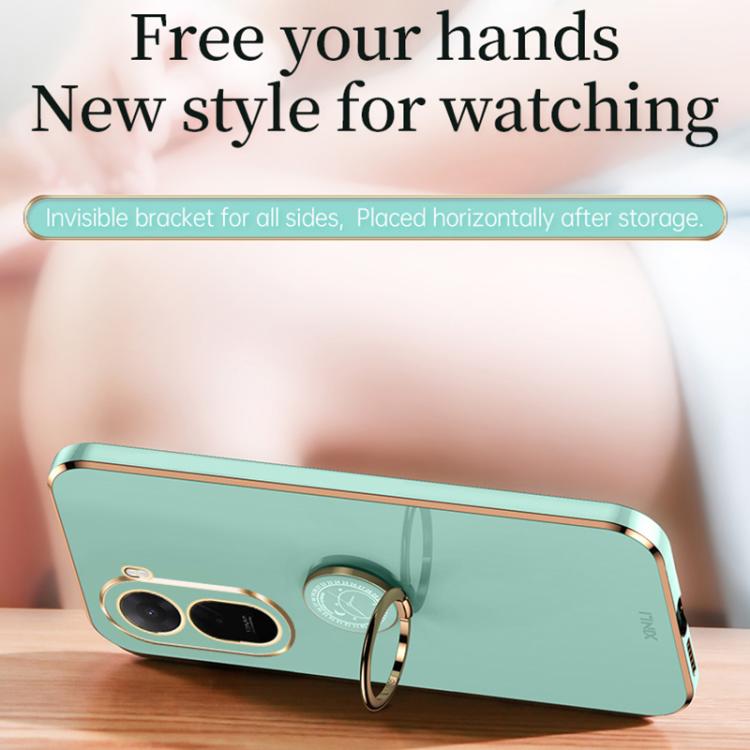 For Redmi A7 Pro 4G/5G 171mm XINLI Straight Edge 6D Electroplate TPU Phone Case with Ring Holder