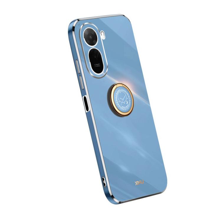 For Redmi A7 Pro 4G/5G 171mm XINLI Straight Edge 6D Electroplate TPU Phone Case with Ring Holder