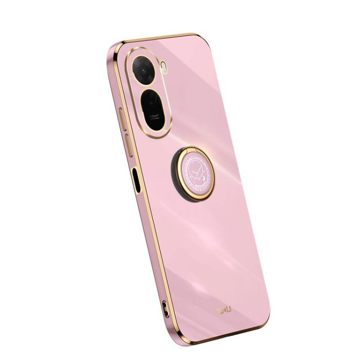 For Redmi A7 Pro 4G/5G 171mm XINLI Straight Edge 6D Electroplate TPU Phone Case with Ring Holder