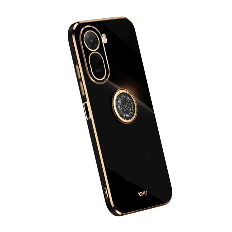 For Redmi A7 Pro 4G/5G 171mm XINLI Straight Edge 6D Electroplate TPU Phone Case with Ring Holder